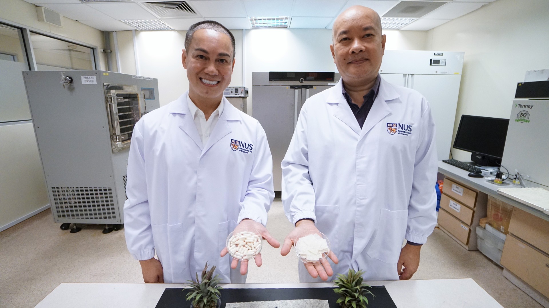 Associate Professor Phan Toan Thang (right) from the Department of Surgery at the NUS Yong Loo Lin School of Medicine worked with the research team to develop the material