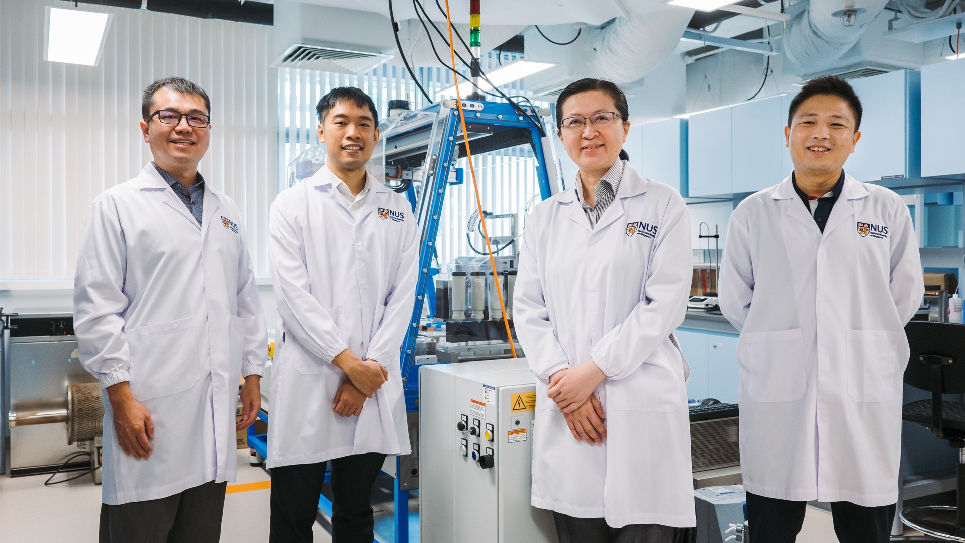 Prof Liu Bin (second from right), who is the Director of the NUS Centre for Hydrogen Innovations, with researchers who will be leading groundbreaking hydrogen-related research at the new centre.