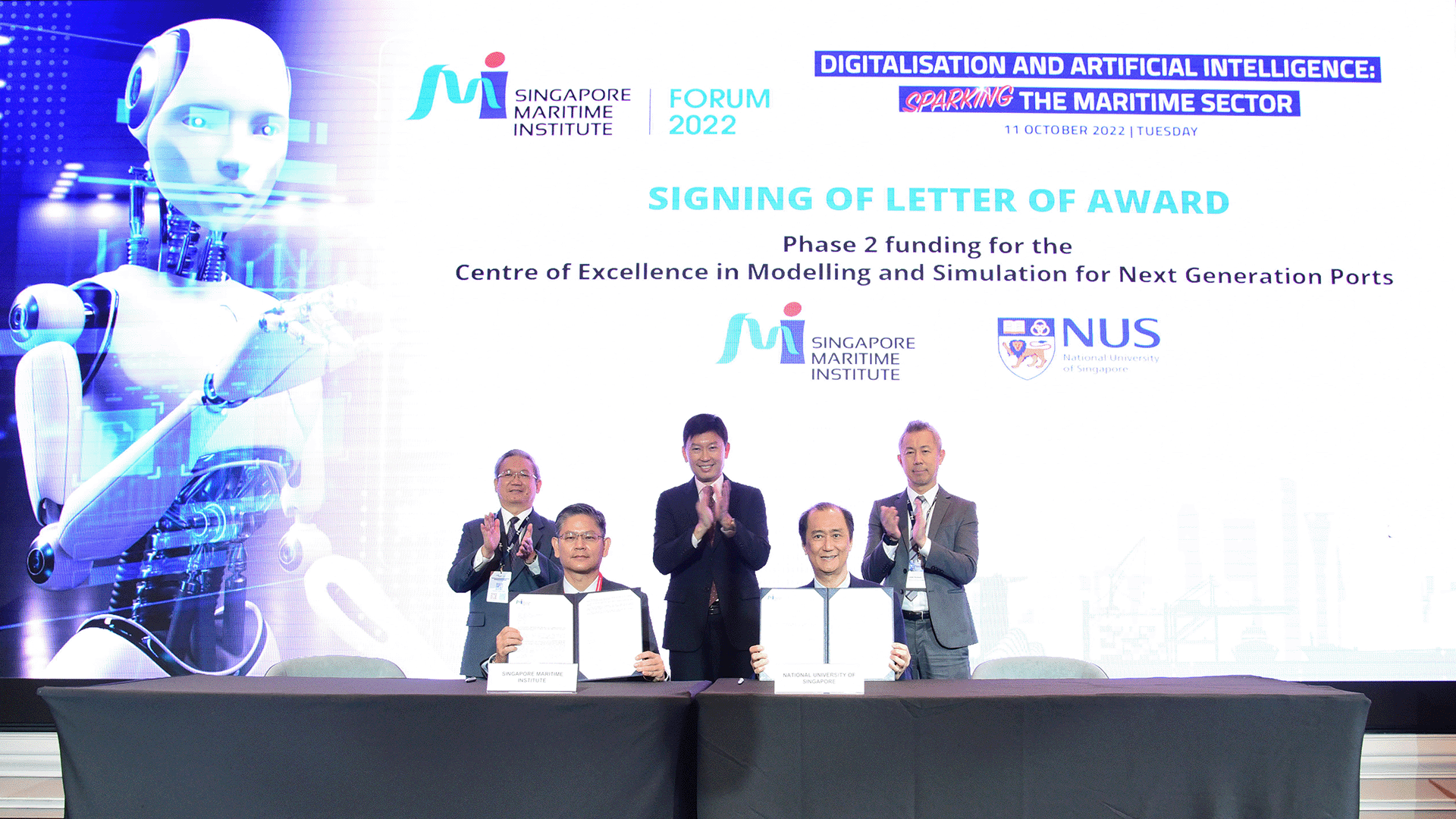 Signing of the Letter of Award for the Phase 2 funding for the Centre of Excellence in Modelling and Simulation for Next Generation Ports