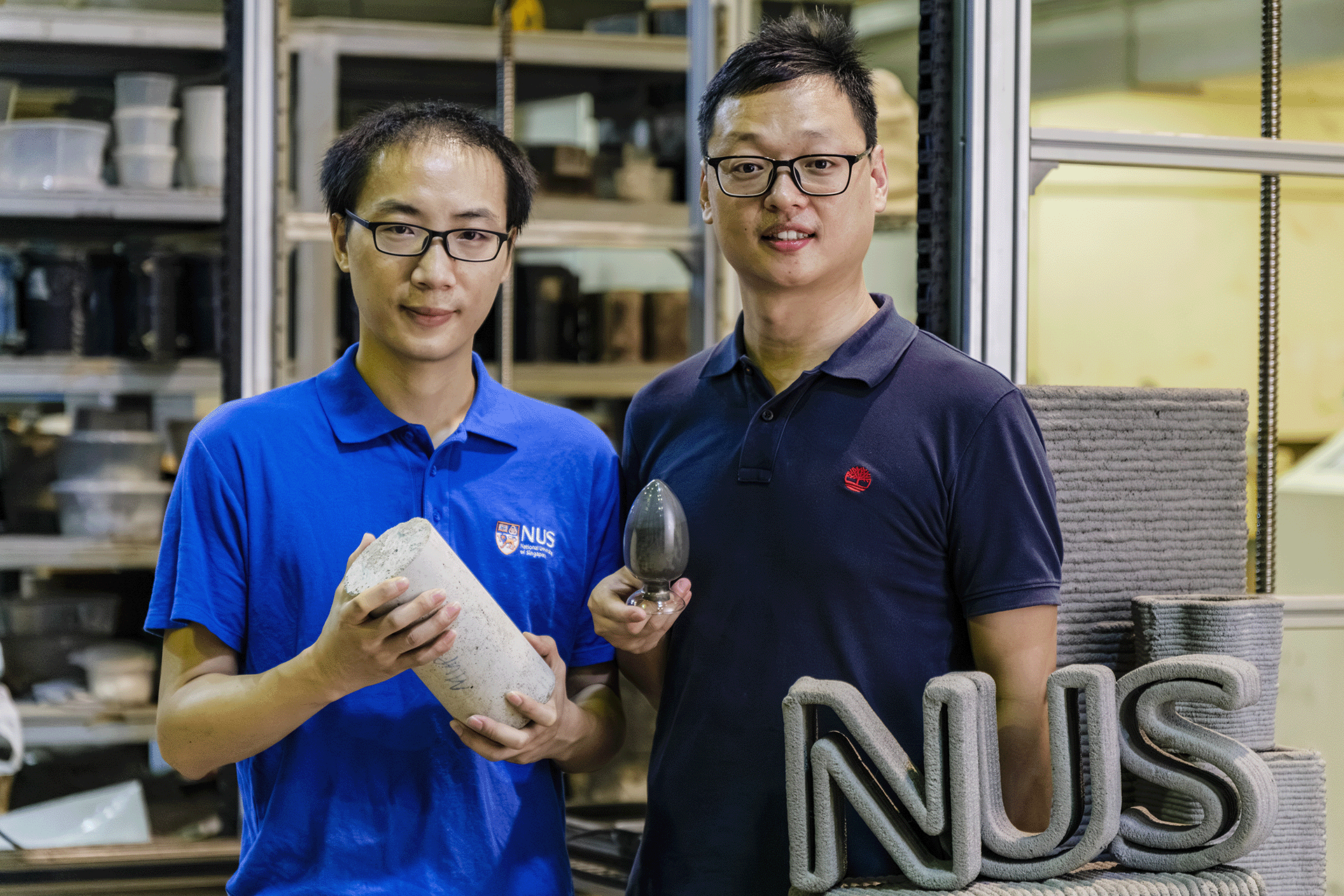 Third place was awarded to a project led by Dr Du Hongjian (right) using recycled electric vehicle battery waste in concrete production.