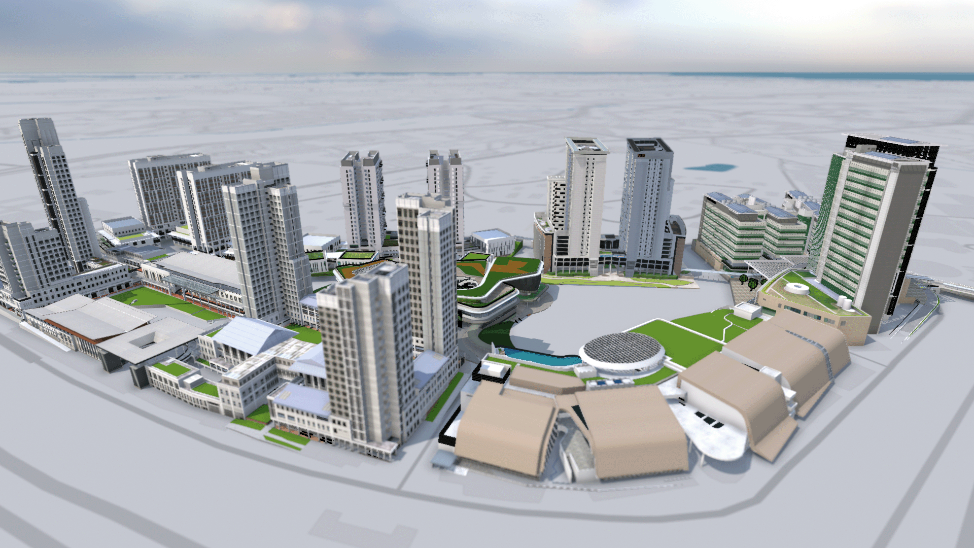 Digital simulation of NUS University Town obtained from the NUS Digital Twin platform which researchers and industry partners can use to run simulations and test sustainability solutions.