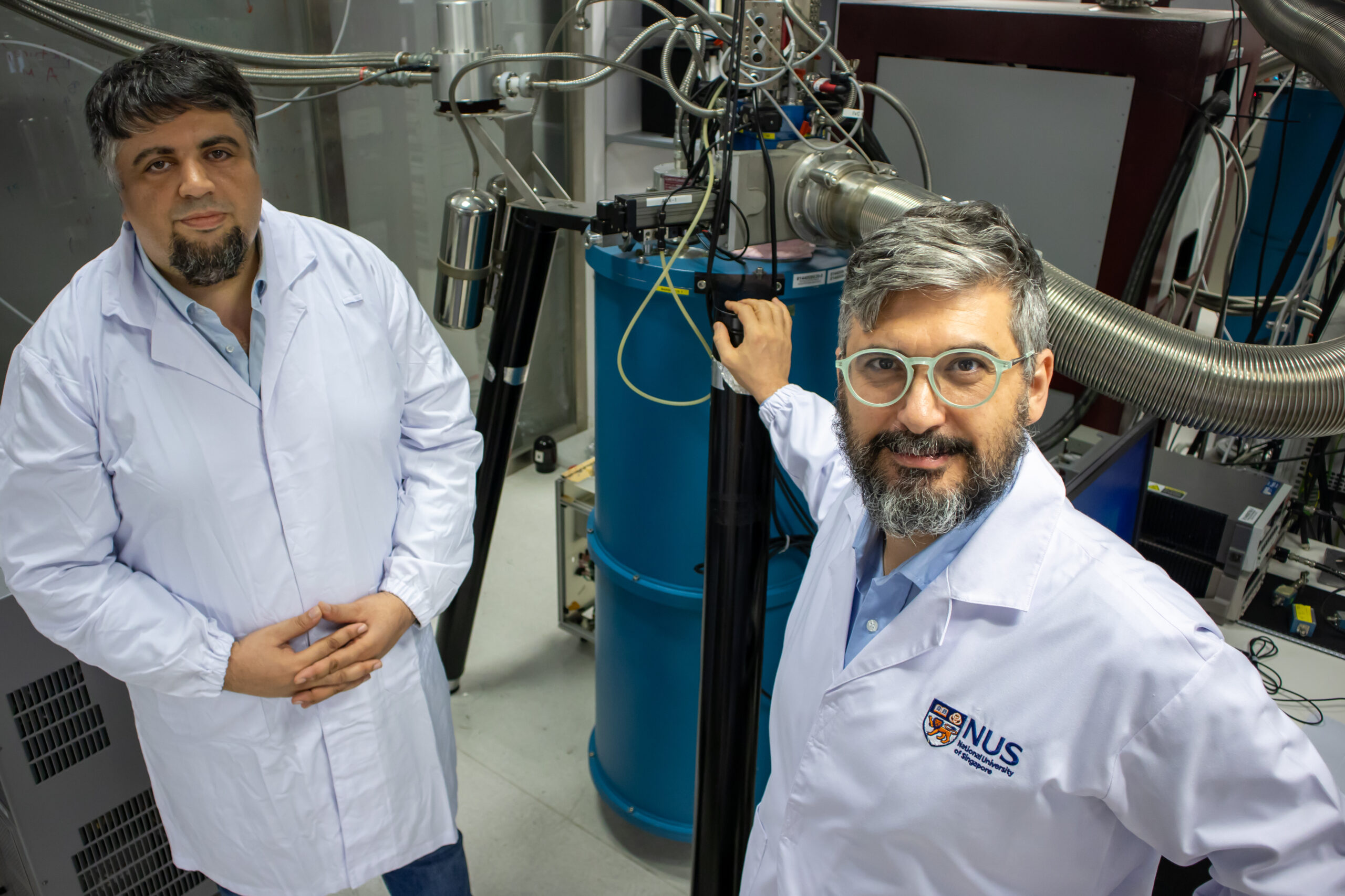Assistant Professor Ahmet Avsar (right) and Professor Barbaros Özyilmaz (left) led the research in the application of black phosphorous for spintronics.