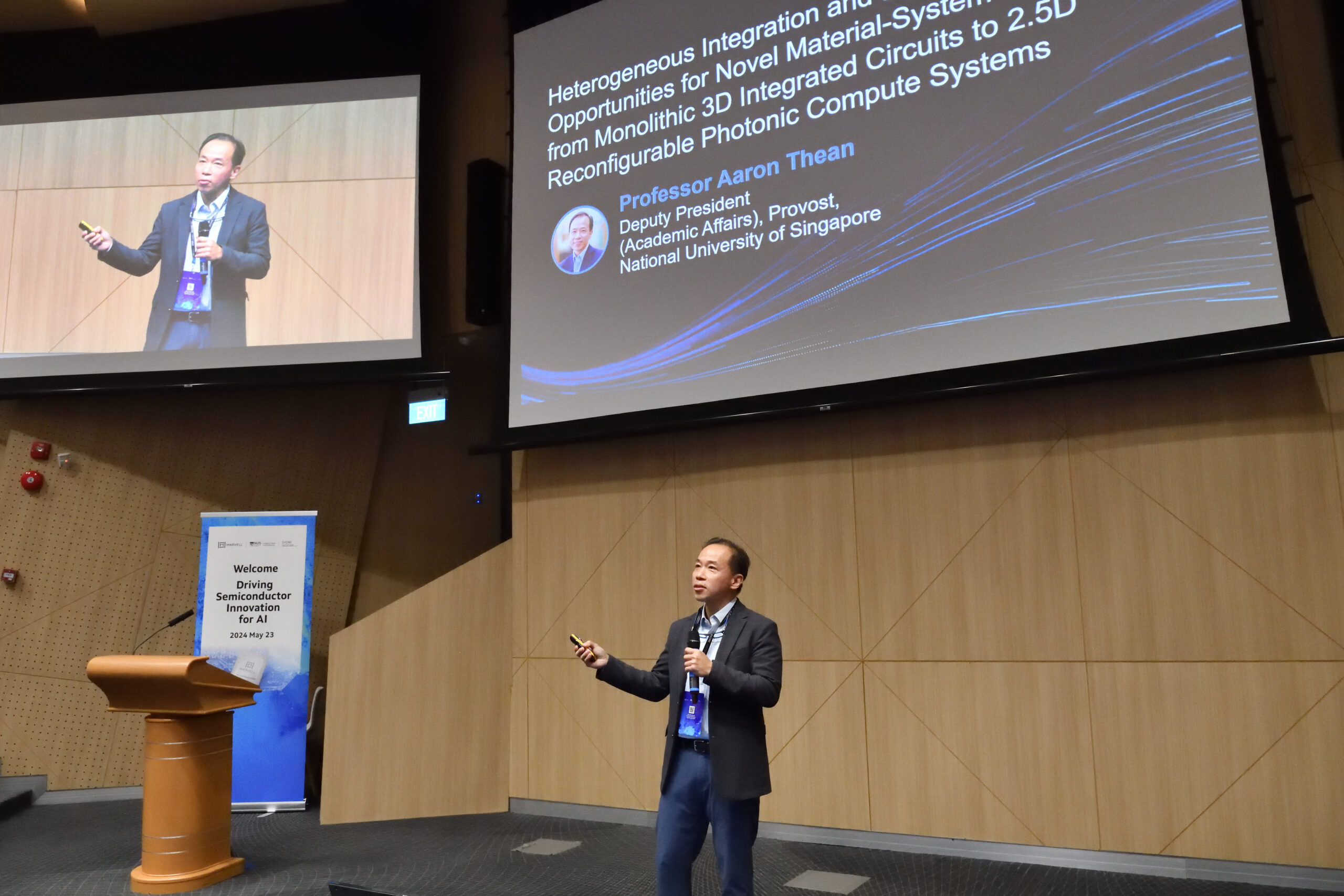 Keynote speaker Professor Aaron Thean, Deputy President (Academic Affairs) and Provost of NUS, outlined ways CDE and SHINE centre have been expanding the talent pool in the semiconductor industry.