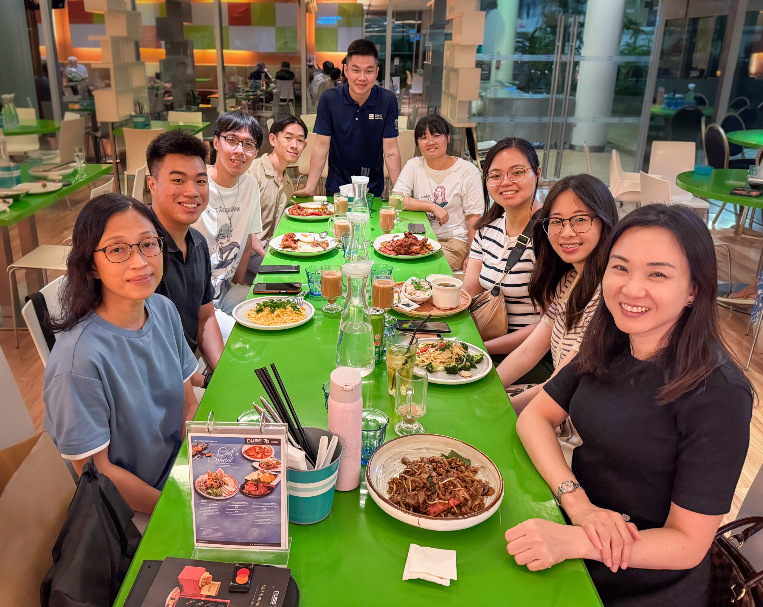 From left: Joanne Boey (Development Team), Joseph David Chan (Mechanical Engineering, Class of 2024), Ho Kim Chong (Environmental Engineering, Year 4), Cheong Jun Wei (Industrial and Systems Engineering, Year 4), Ethen Tee (Development Team), Pan Yongjing (Electrical Engineering, Year 3), Goh En Hui (Chemical Engineering, Year 3), Chen Chwen Huey (Industrial and Systems Engineering, Year 4), Lynette Lai (Development Team).