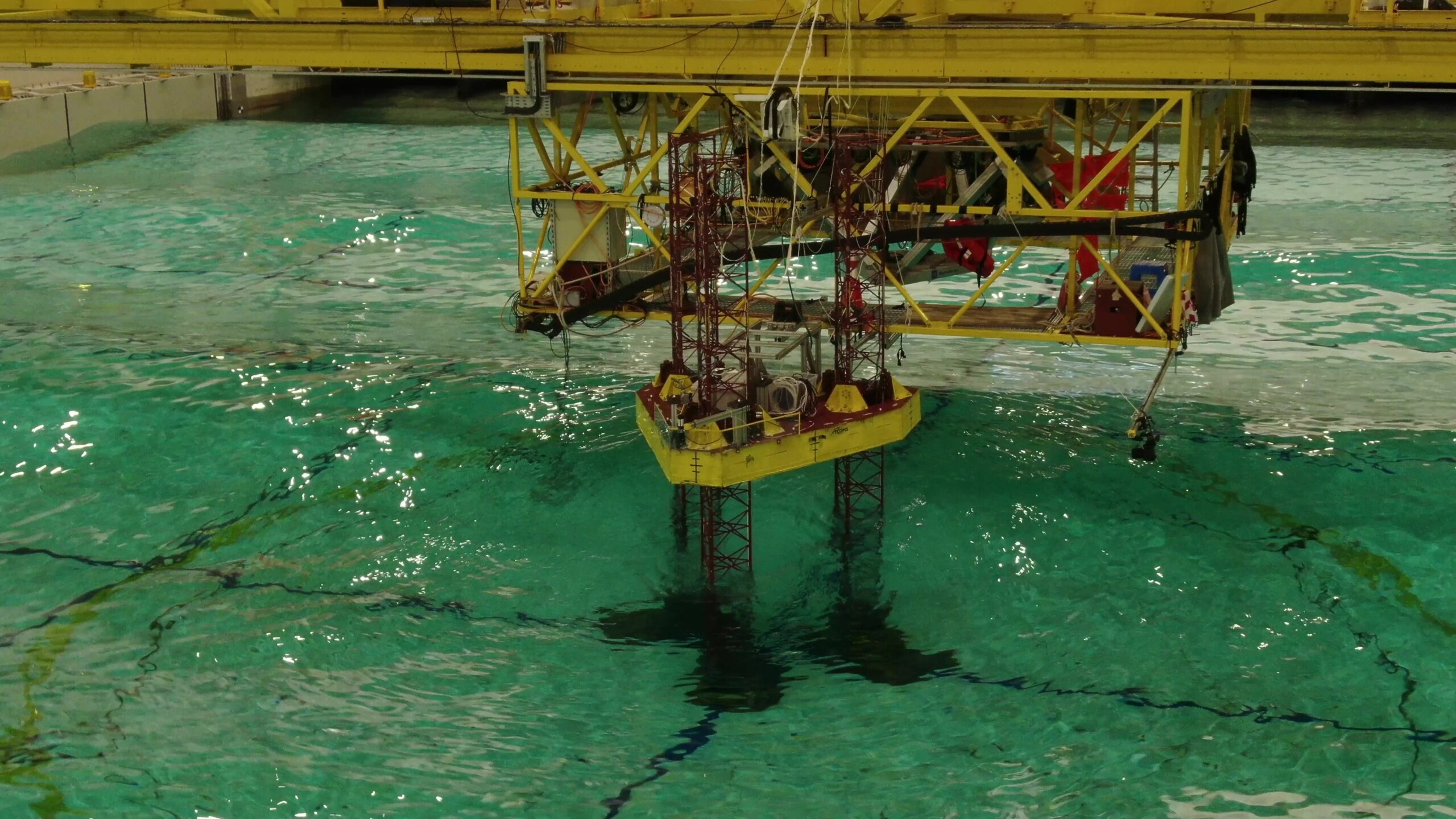 The team designed and constructed a large-scale model of the jack-up platform. 