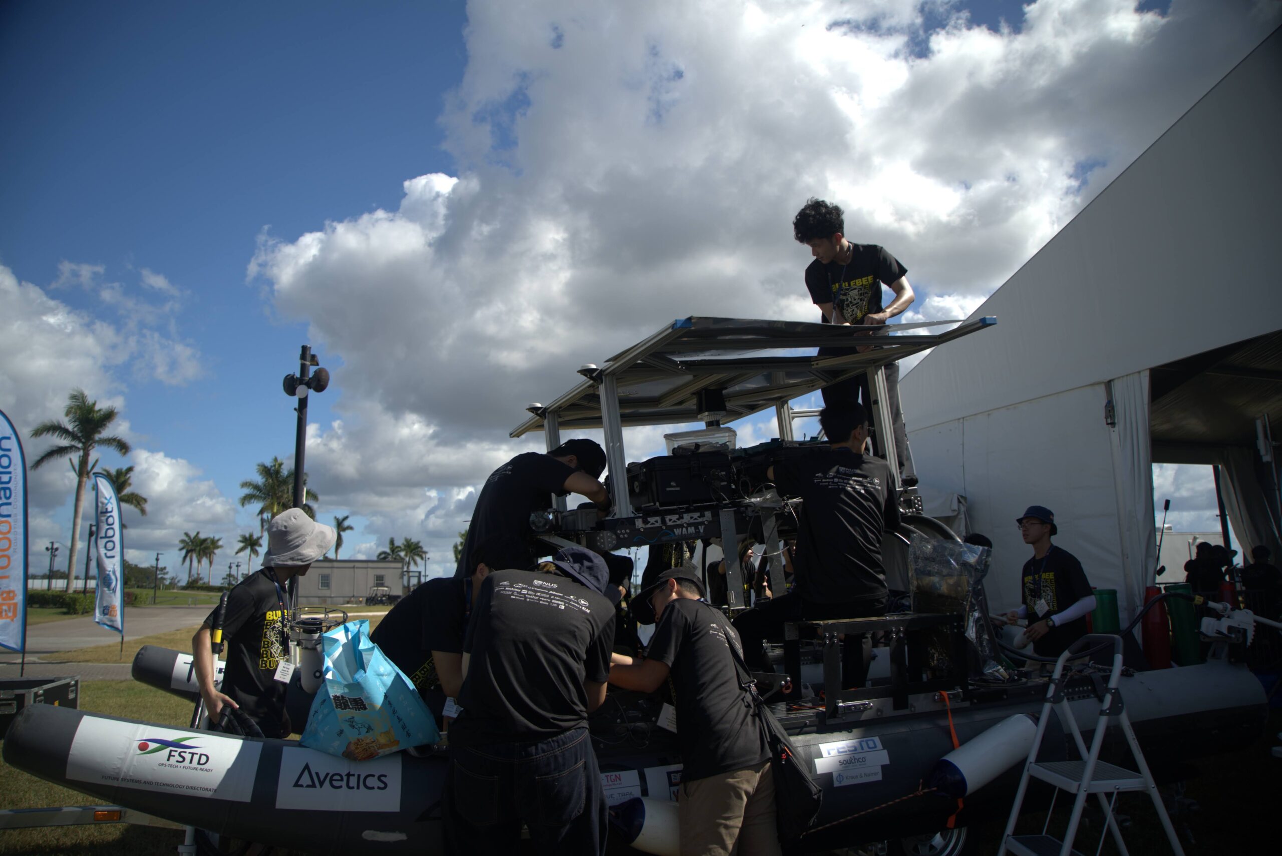 Team Bumblebee conducting checks to their ASV 4.0 before the scoring runs