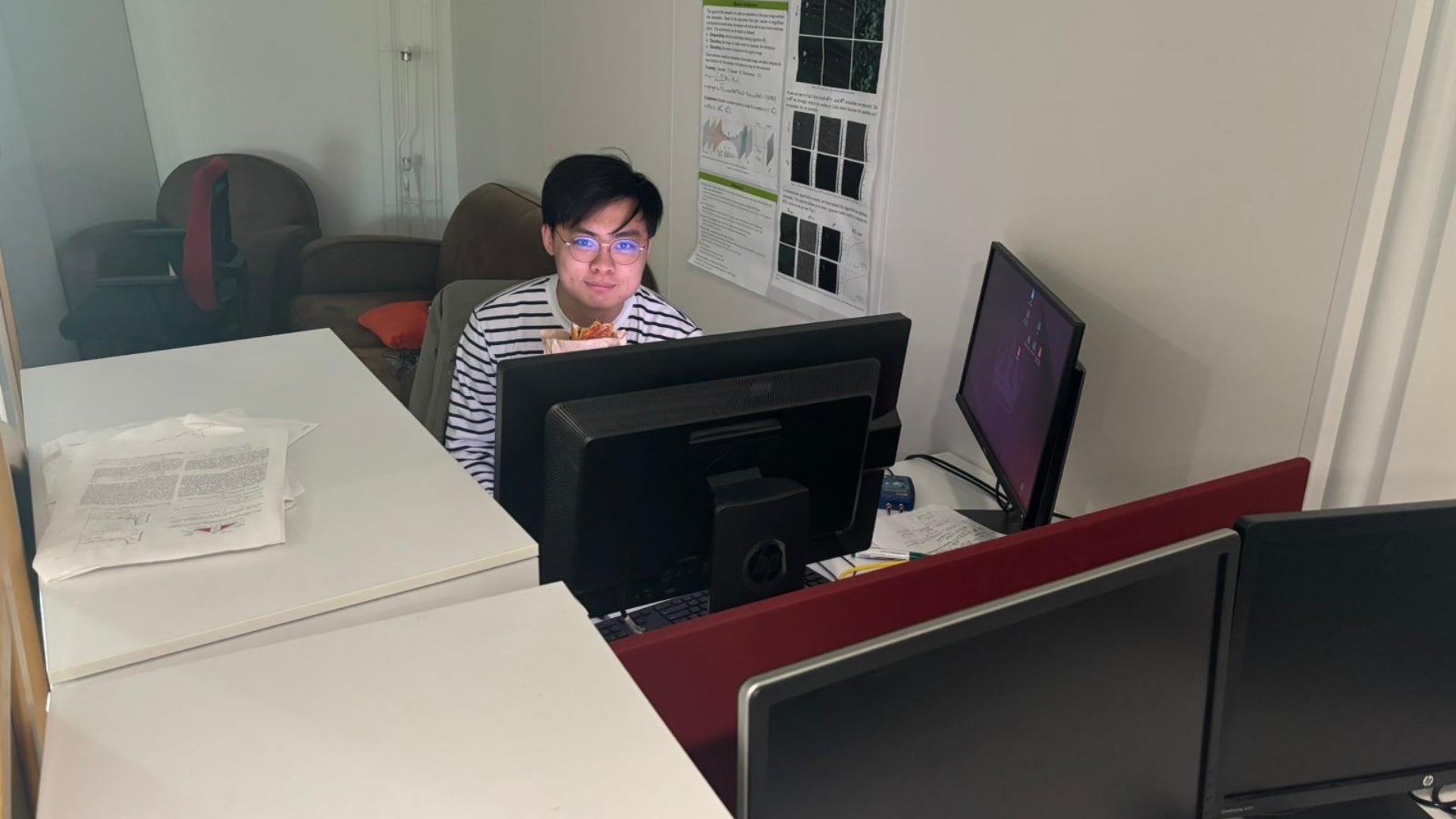 Sean Ng (Year 2 Computer Engineering) at his lab’s work station.