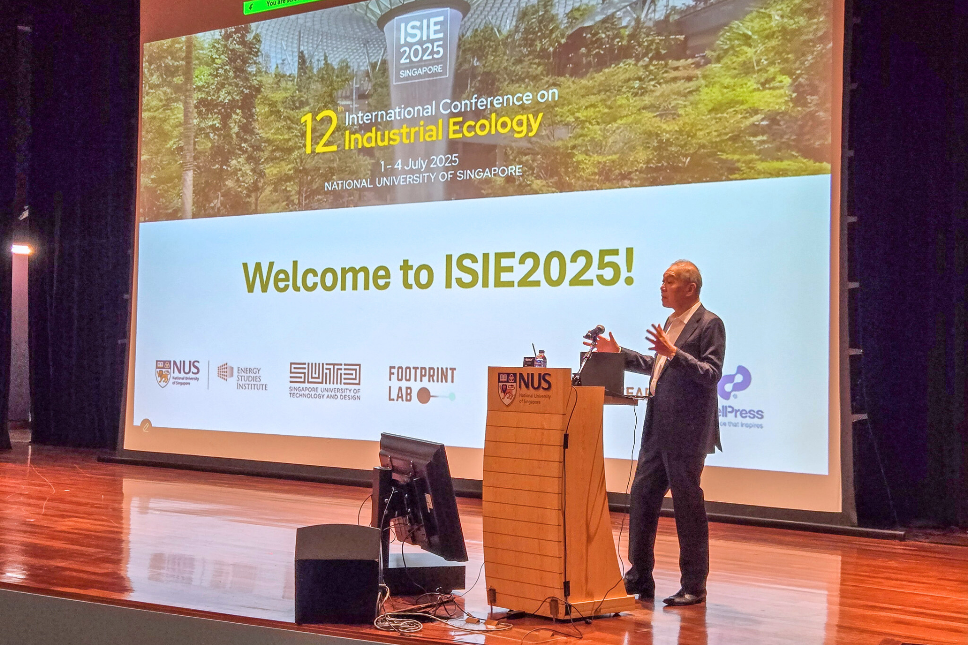 Professor Low Teck Seng, Senior Vice President (Sustainability and Resilience), NUS, welcomes delegates of ISIE2025 Professor Low Teck Seng, Senior Vice President (Sustainability and Resilience), NUS, welcomes delegates of ISIE2025.