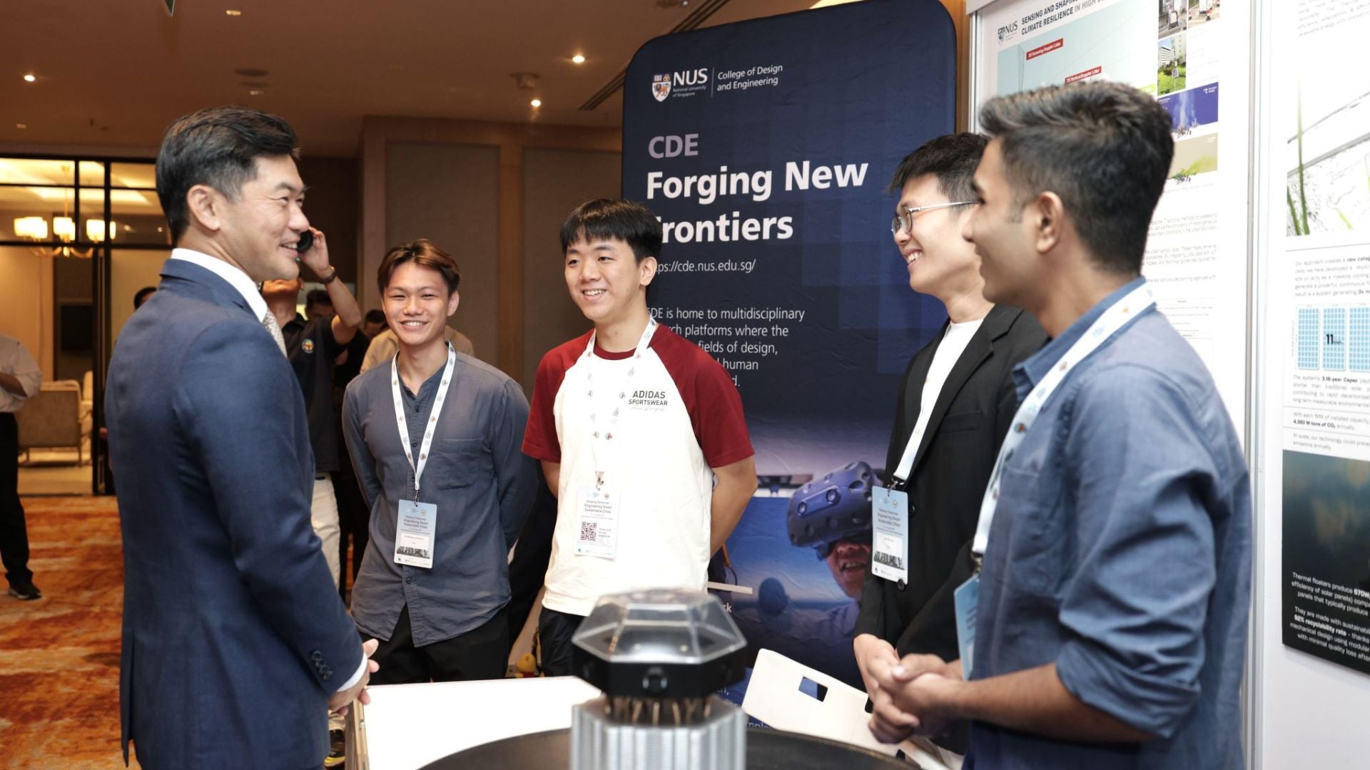 Desmond T w students Mr Desmond Tan, Minister of State for the Prime Minister’s Office and Deputy Secretary-General of the National Trades Union Congress, meeting CDE students at the World Engineers Summit (WES) 2025.