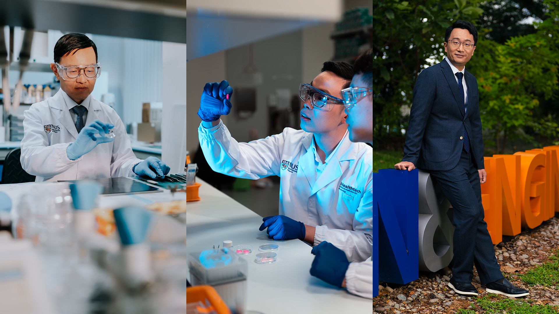 From left to right: Prof Lim Chwee Teck (Biomedical Engineering), Asst Prof Andy Tay Kah Ping (Biomedical Engineering) and Asst Prof Wang Xinchao (Electrical and Computer Engineering) Photos: National Research Foundation, Singapore