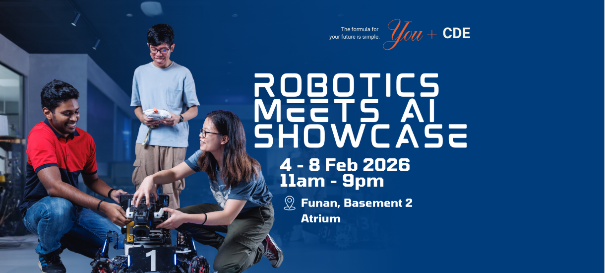 NUS CDE Robotics meets AI showcase tablet landing banner