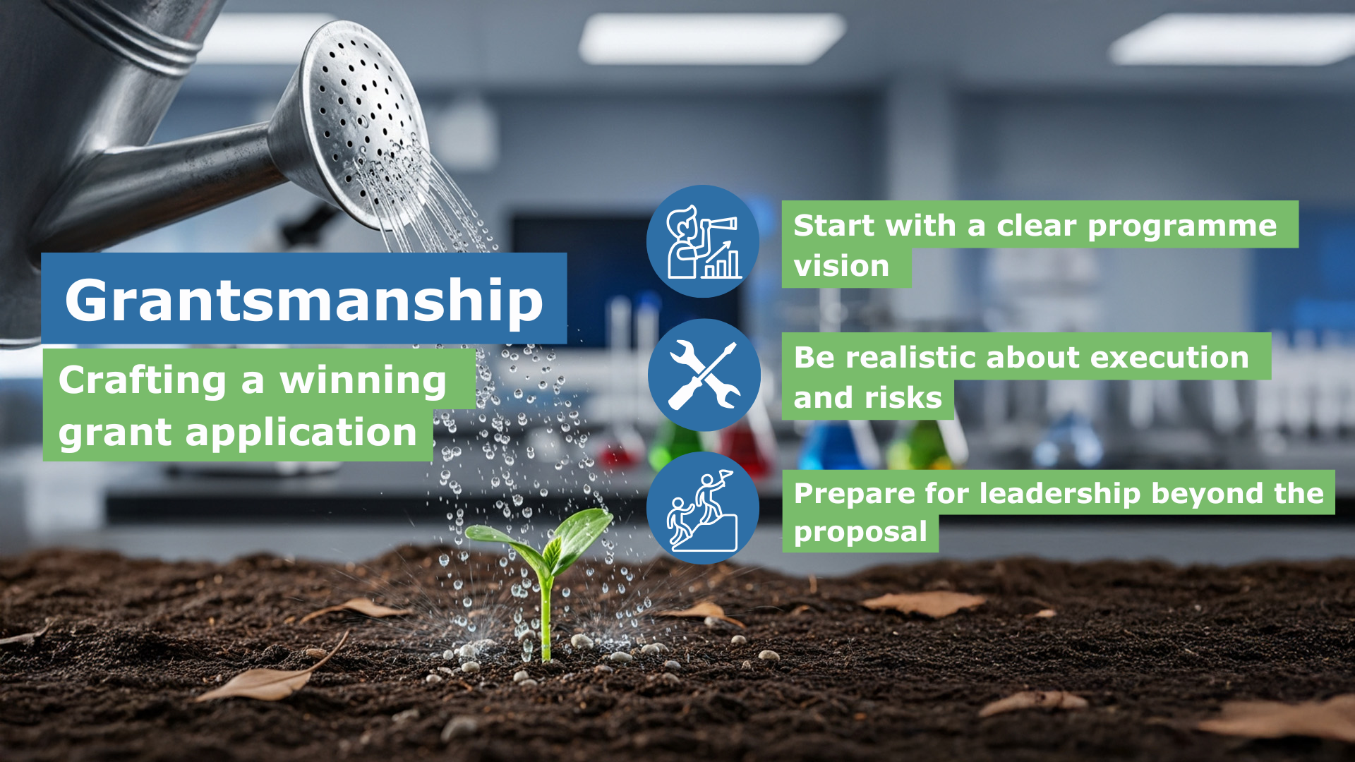 Infographic with top tips from the grantsmanship workshop.