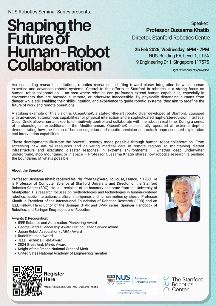NUS CDE ARC Human Robot Collaboration seminar poster
