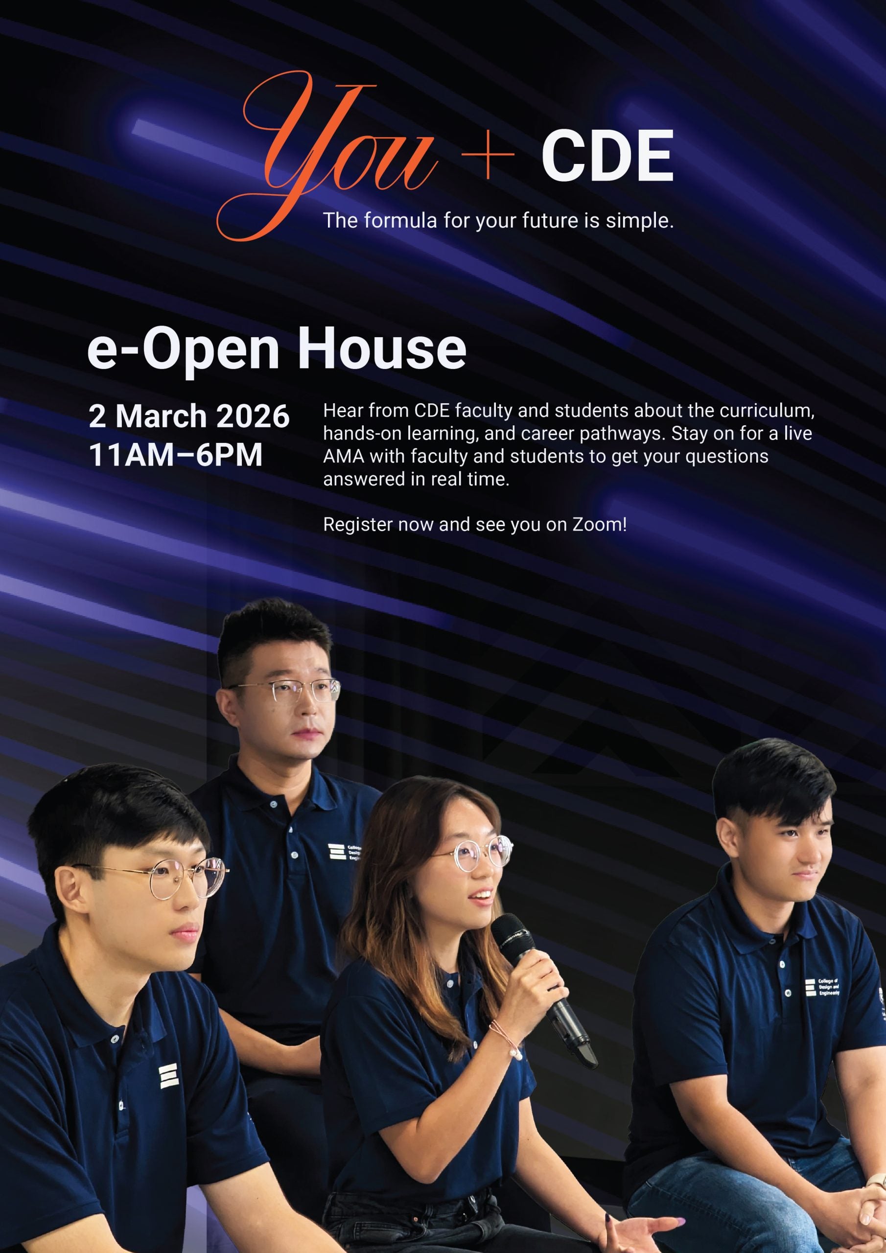 NUS CDE 2026 e Open House poster