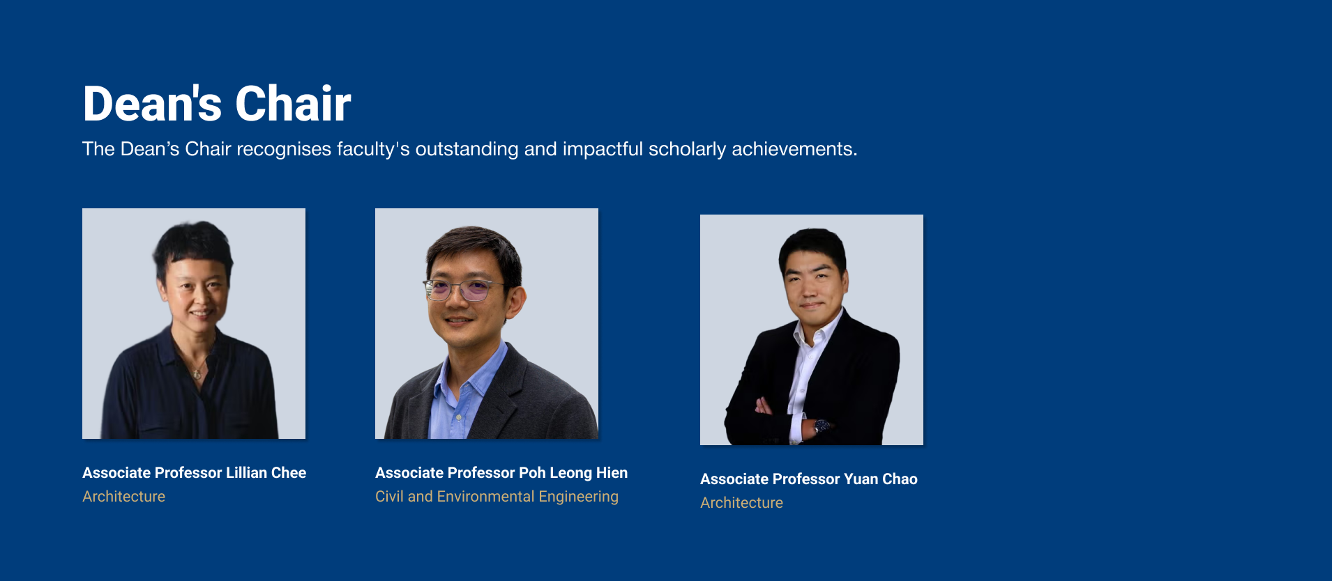Dean's Chair: Lillian Chee Poh Leong Hien Yuan Chao