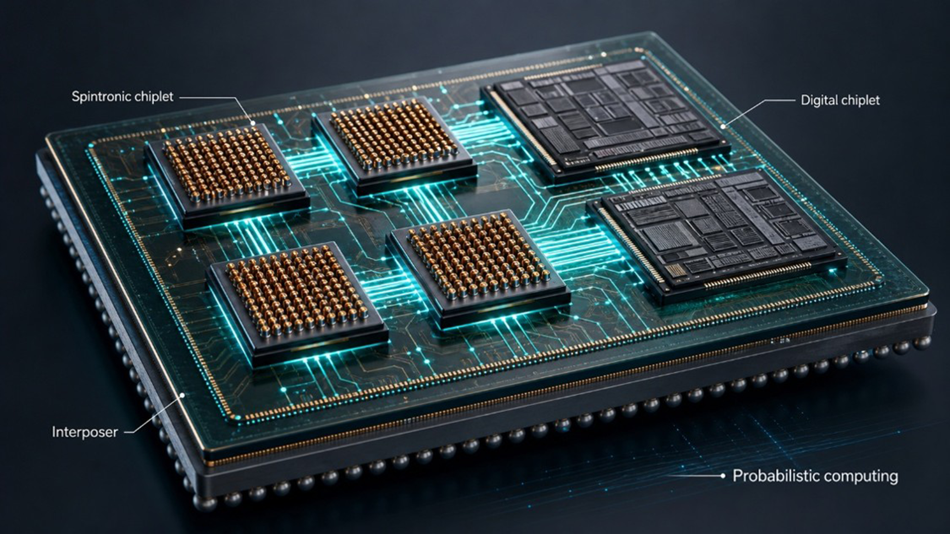 The probabilistic spintronic processor uses tiny magnetic devices to solve complex optimisation problems faster and with less energy.