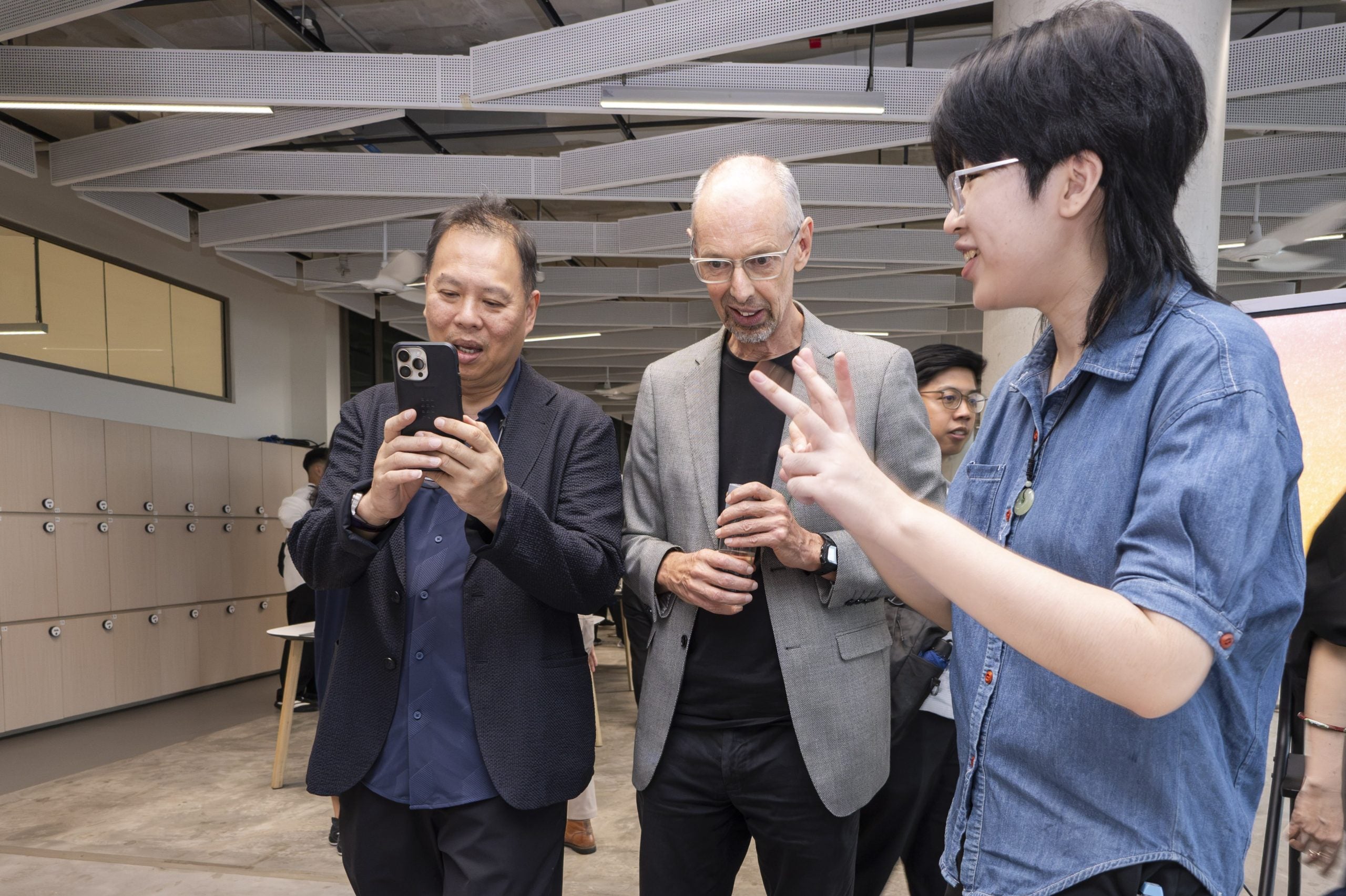 Zhang Shiqing, Year 3 Industrial Design student sharing her project with Prof Teo and Prof Cees