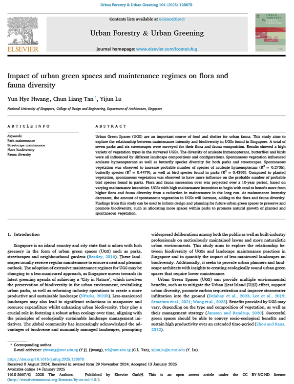 Impact of urban green spaces and maintenance regimes on flora and fauna diversity