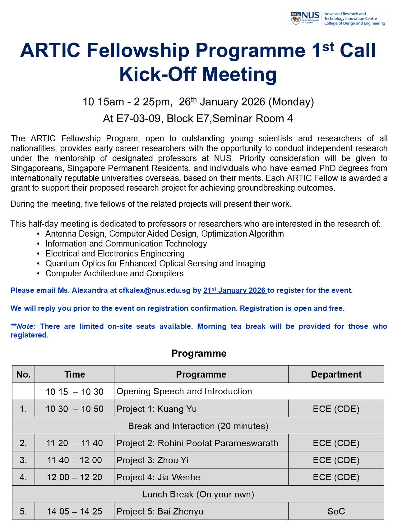 ARTIC Kick Off Meeting Invite