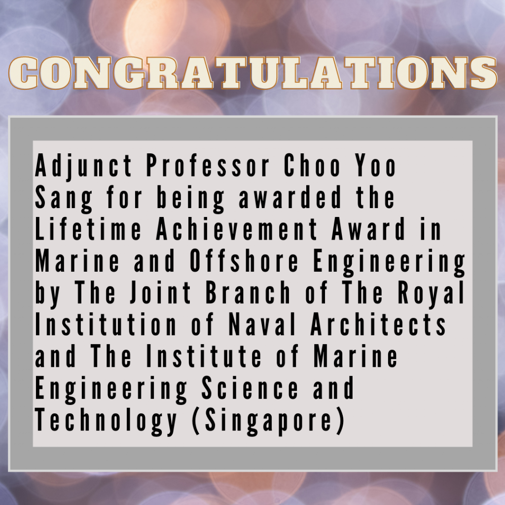 Adj Prof Choo Yoo Sang On Receiving The Lifetime Achievement Award In Marine And Offshore Engineering