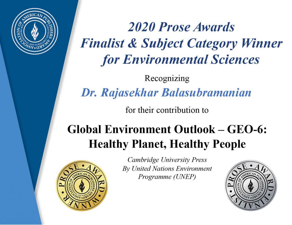 Dr. Rajasekhar Balasubramanian Un Finalist Cat Winner Award