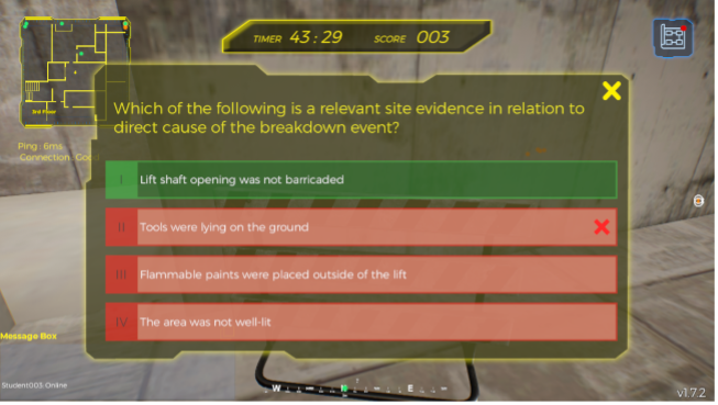 proj_ssi_qn Relevant question pertaining to the evidence will pop out to assess the player’s rationale