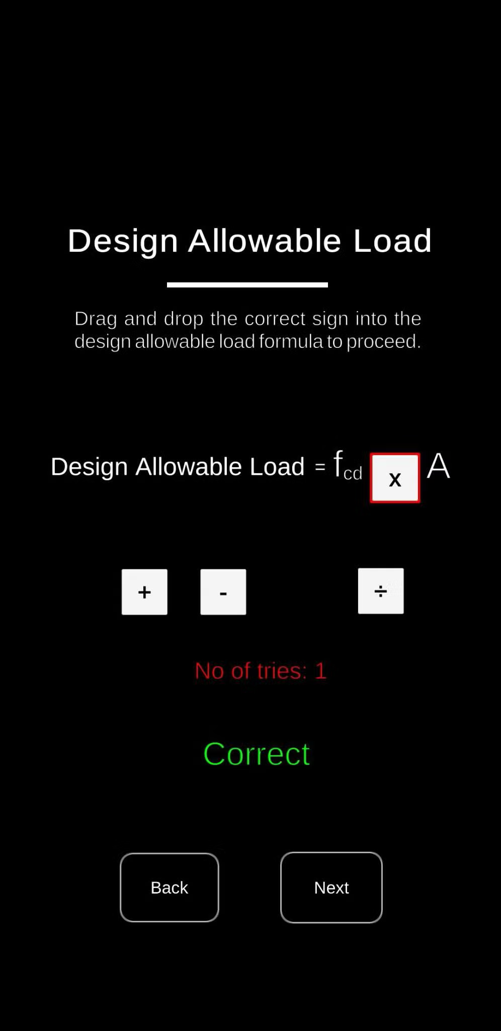 vars_ar_screen One of the in-app quizzes to test learners on the concept