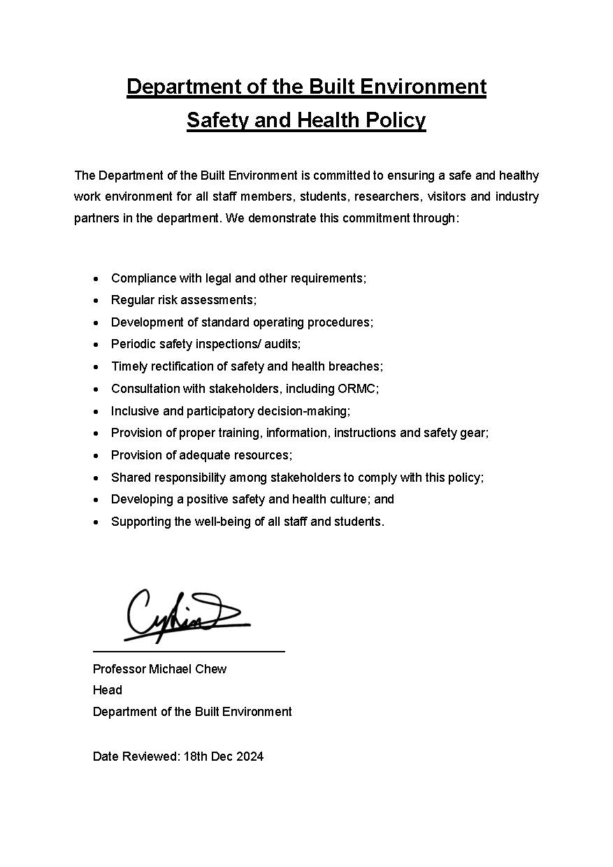 Department of the Built Environment S&amp;H Policy 2024 v1