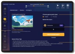 Example of interface to create or join game parties