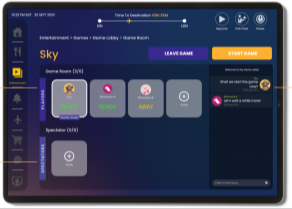 Example of interface to start game party