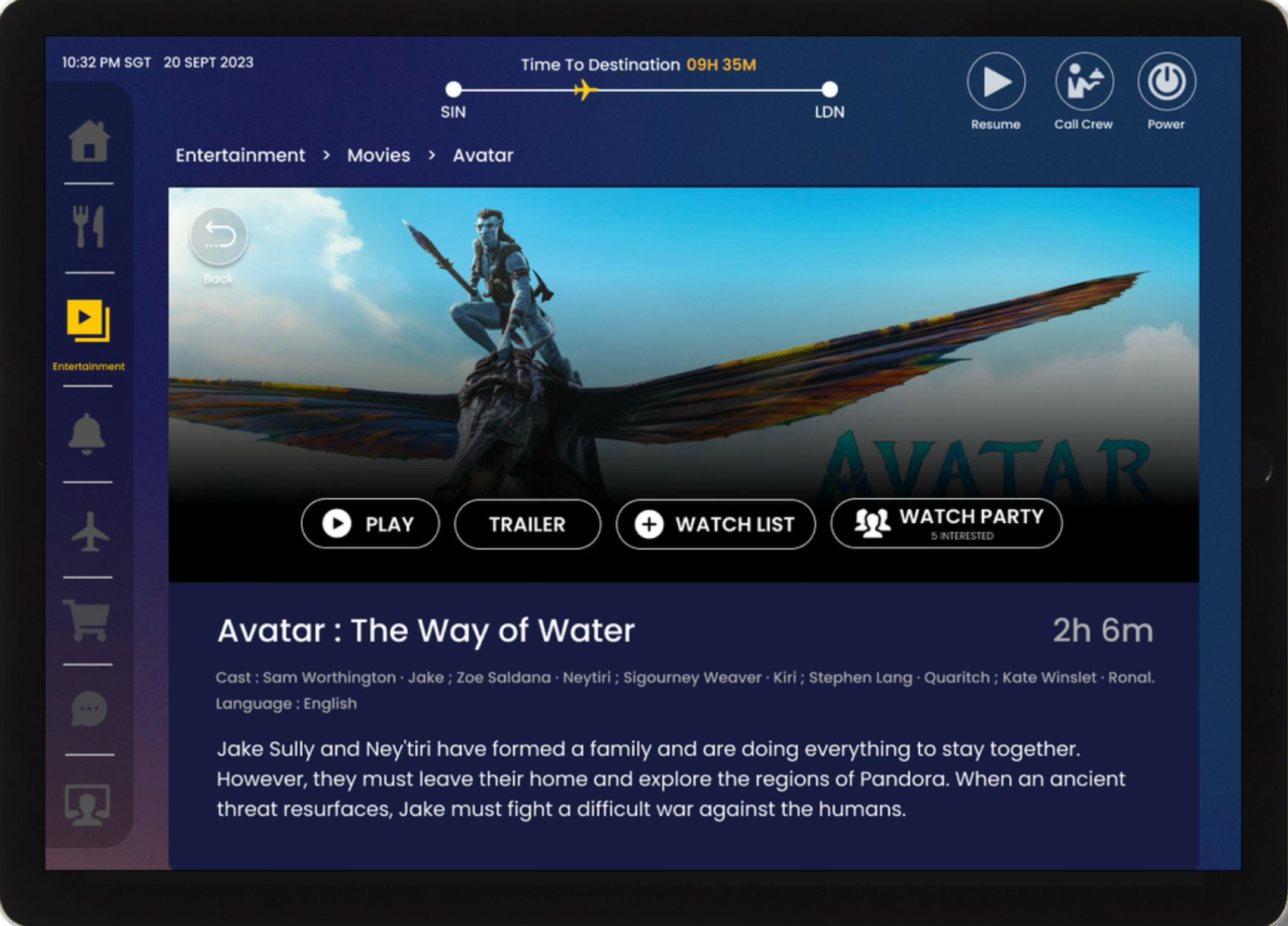 Example of interface to create or join Watch Parties