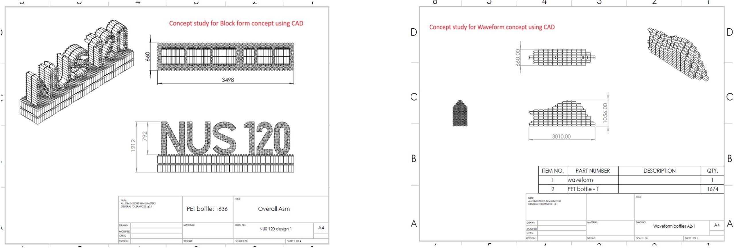 CAD-based concept studies were conducted for both the block-form and waveform designs
