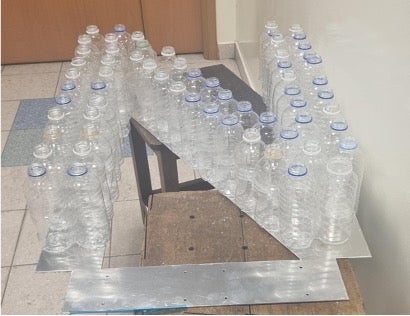 Bottles were bonded directly onto aluminum templates
