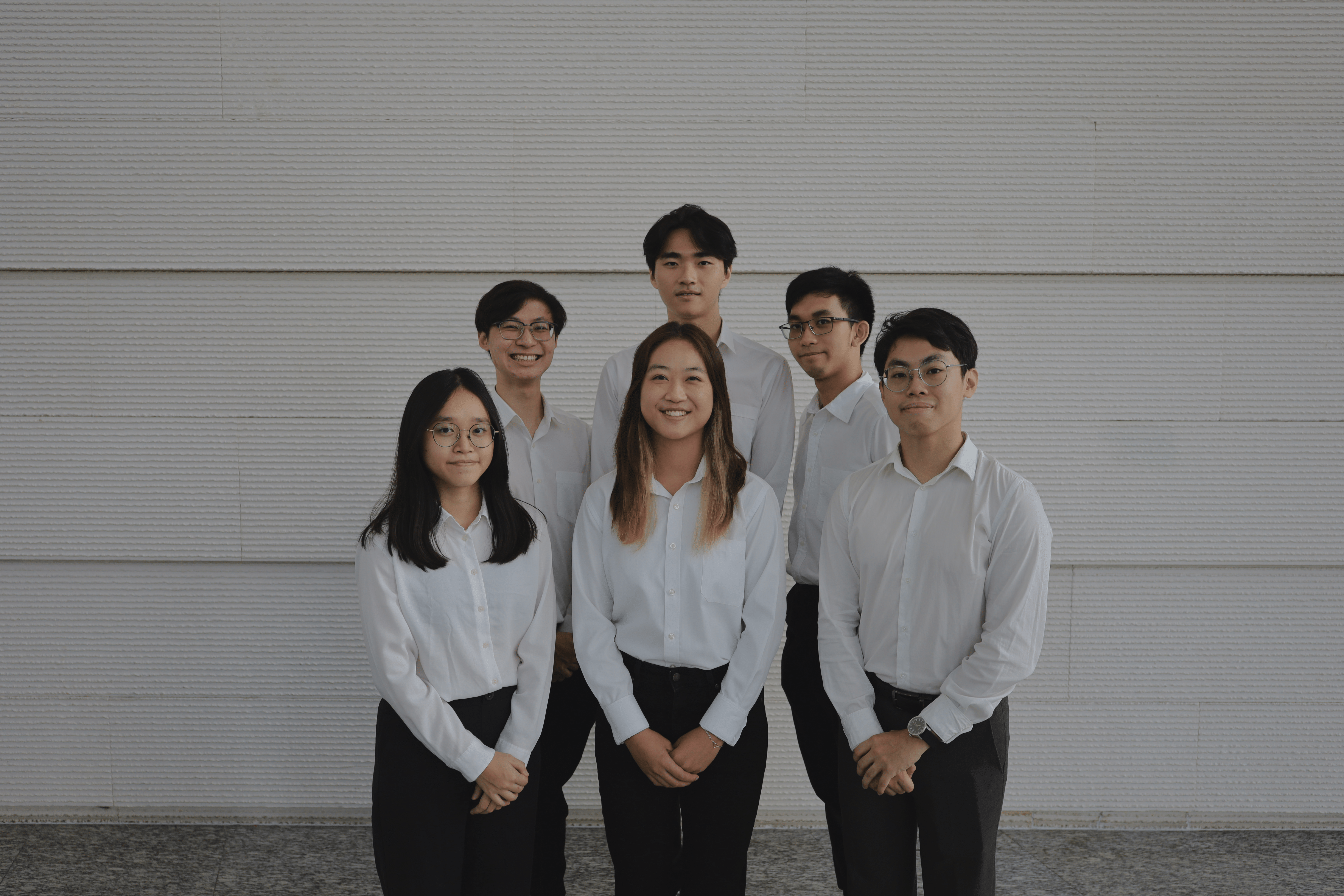 From Left: Yeo Rui Jia (VPD Externals), Ryan Teo Zhan Rong (Welfare Director), Cheah Jing Qian (President), Khor Huei Siong (General Secretary), Frederick Adlim (Logistics Director), Tan Jia Xin, Joshua (Vice-President  Internals)