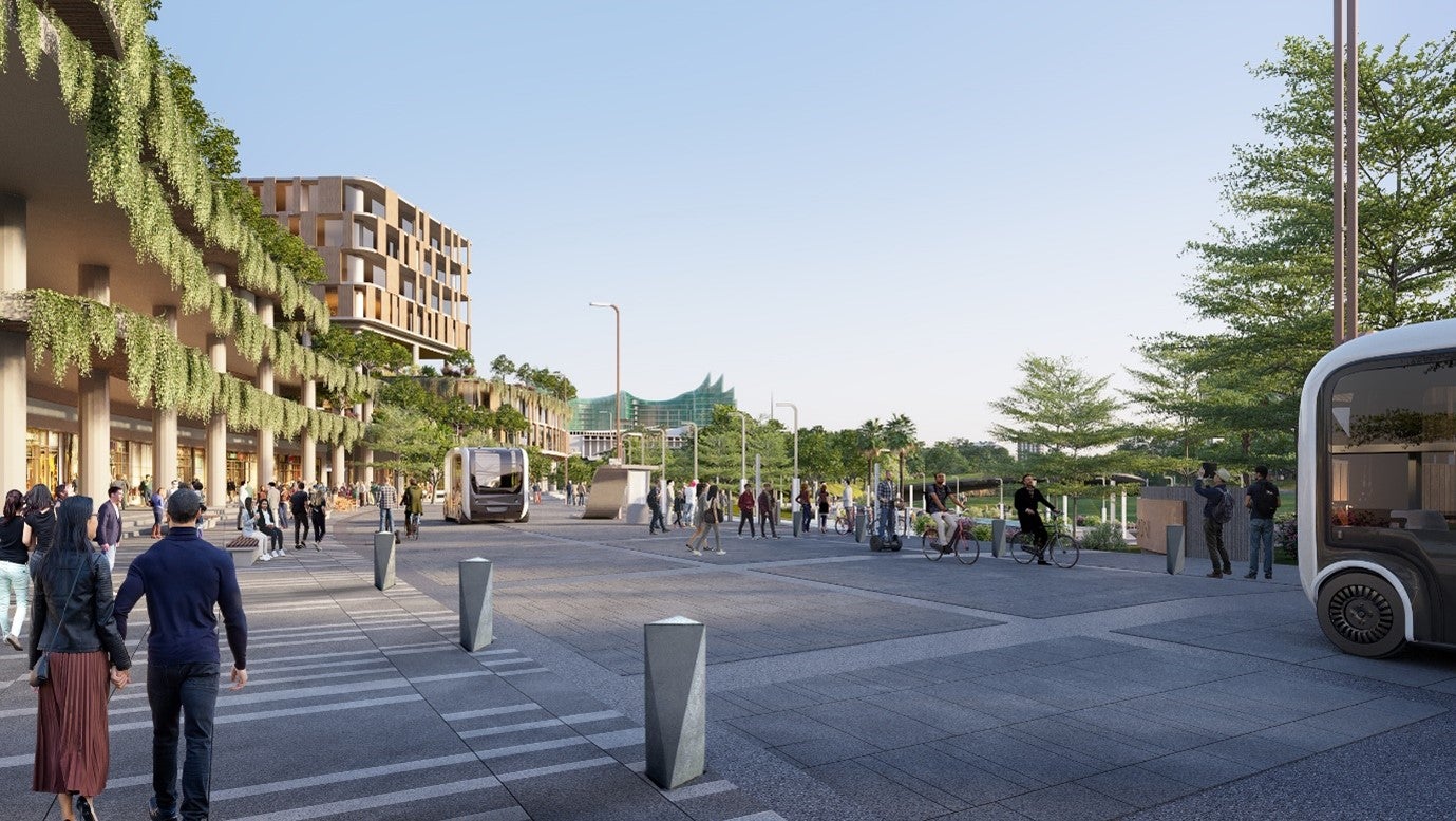 AVs Autonomous electric vehicles will form a key part of Nusantara’s strategy to have modes of transportation that contribute to a net-zero city. Image Credit: Urban+ and PUPR