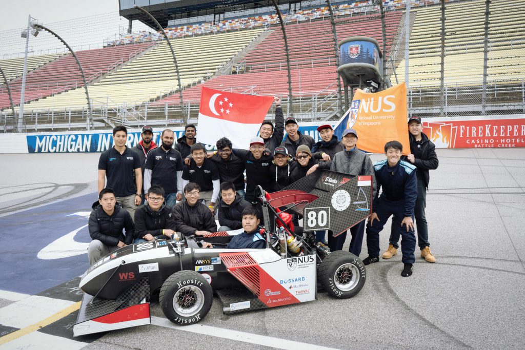 Team NUS Formula SAE with the R18 at this year’s Formula SAE international competition in Michigan, USA