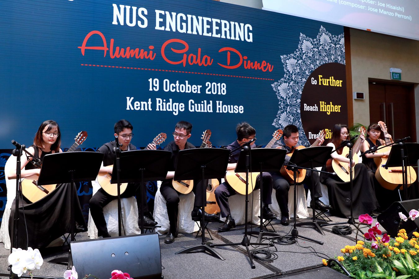 Guests at the Alumni Gala Dinner were treated to a repertoire from the NUS Guitar Ensemble.