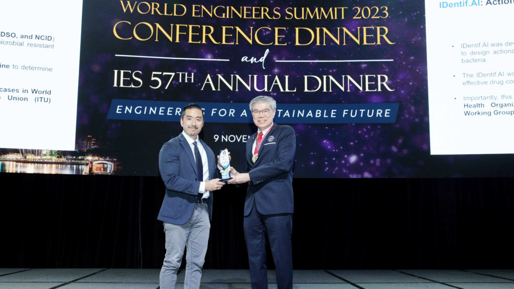 Prof Dean Ho (left) was presented with the IES Prestigious Engineering Achievement Award.
