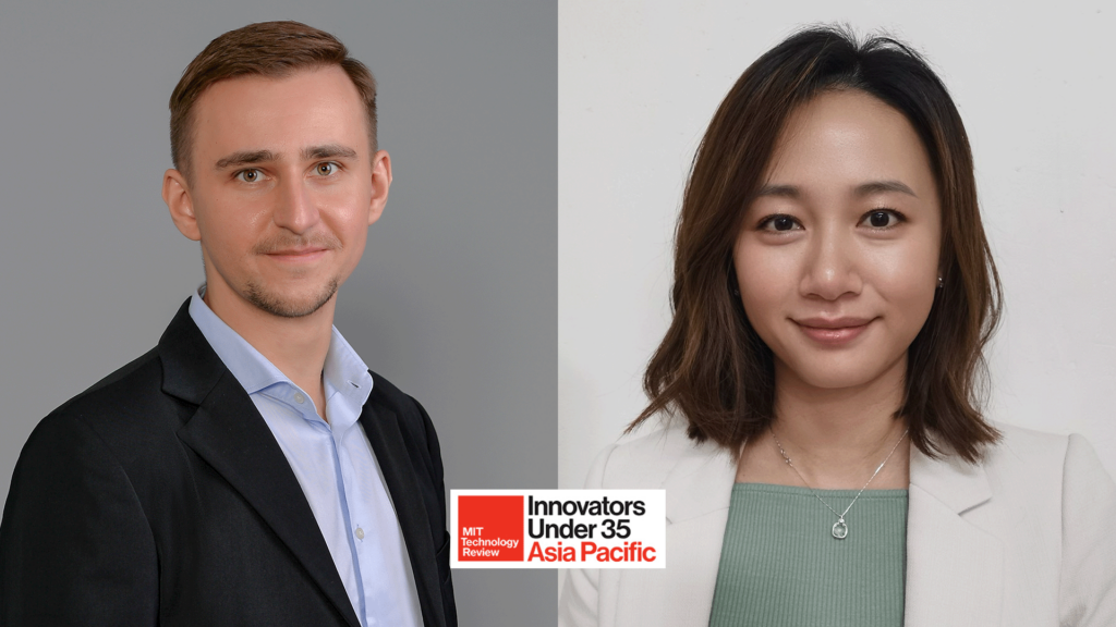 Asst Prof Denis Bandurin (left) and Asst Prof Iris Yu (right) have been named in the MIT Technology Review Innovators Under 35 Asia Pacific 2023 list.
