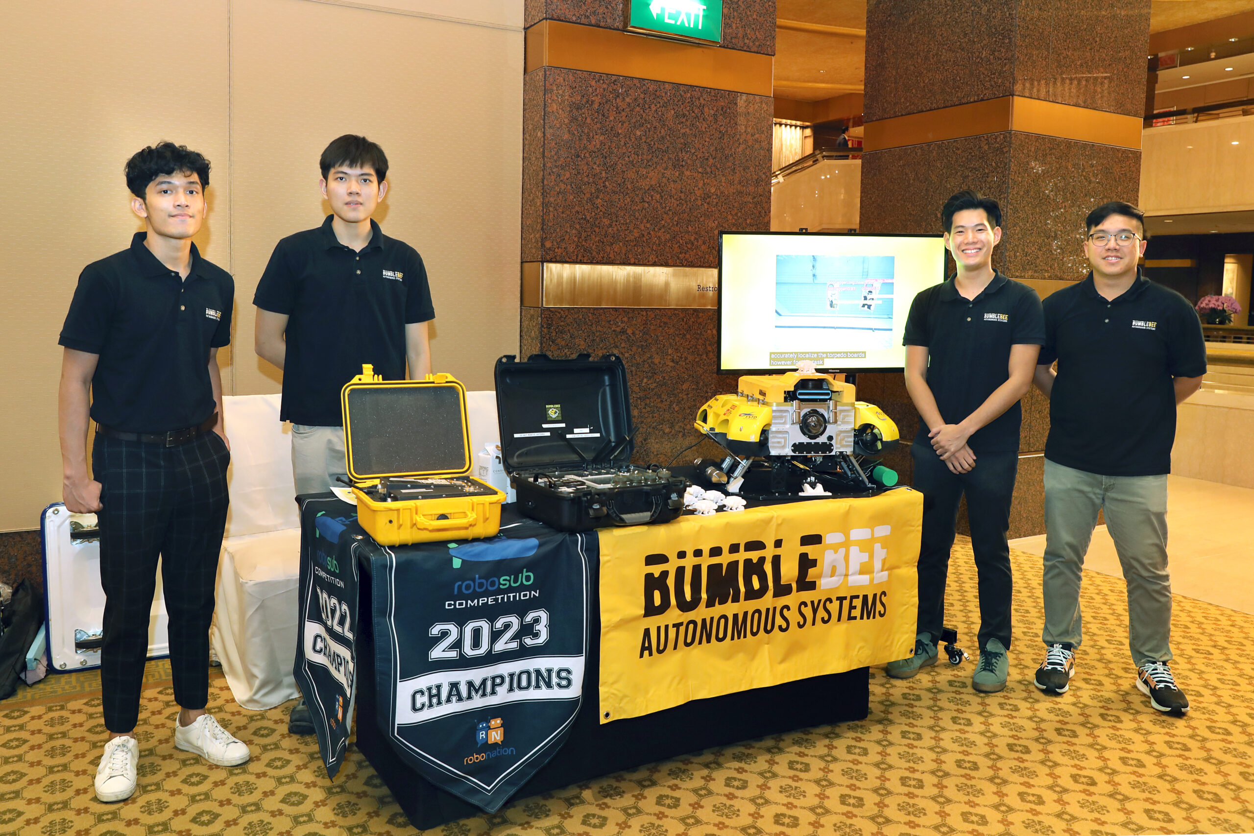 Bumblebee Students (from left): Mr Patrick Joy Surbakti, Mr Tran Phuoc Huy Khang, Mr Ng Cheng Yang Titus, Mr Lee Shi-An Matthew