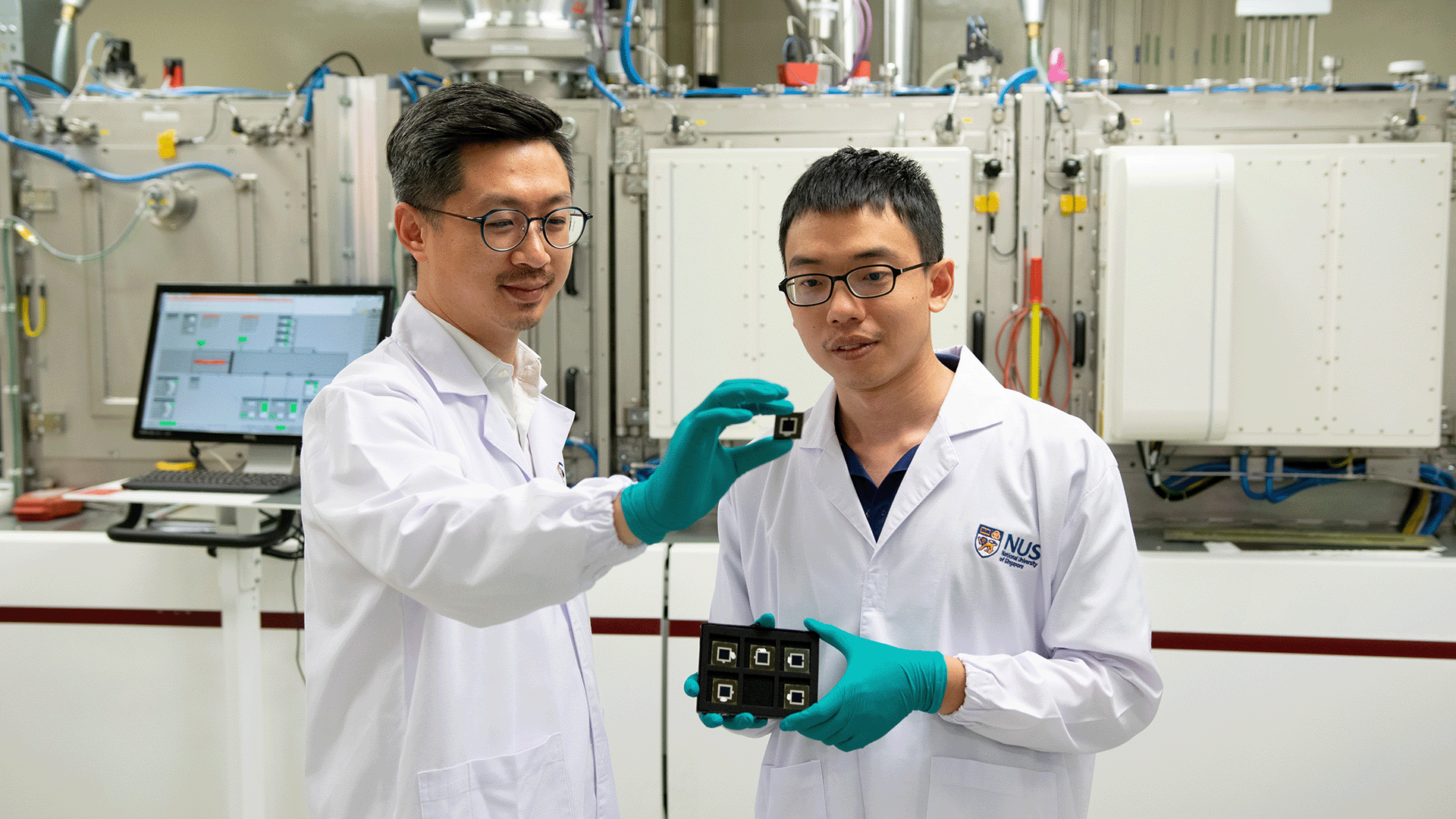 With the potential to achieve more than 50 per cent power conversion efficiency, this new solar cell technology developed by Asst Prof Hou Yi (left) and Dr Liu Shunchang (right) paves the way for a wide range of applications.