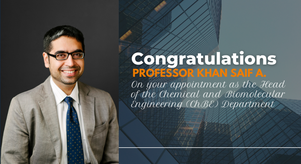 Prof Khan Saif A was appointed Head of Department this year.