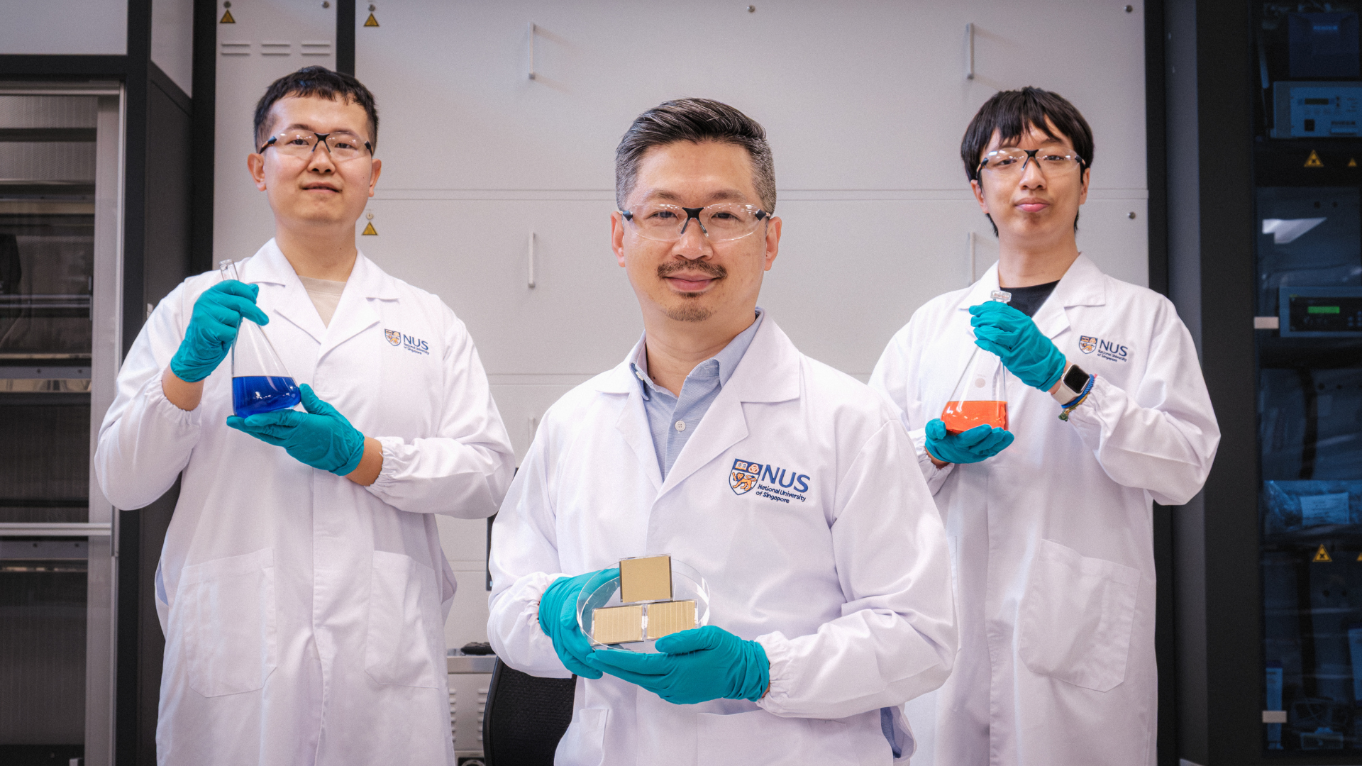 Hou Yi CDE News Asst Prof Hou Yi (centre), pictured with members of his research team, is globally recognised for his work on perovskite solar cell technology.