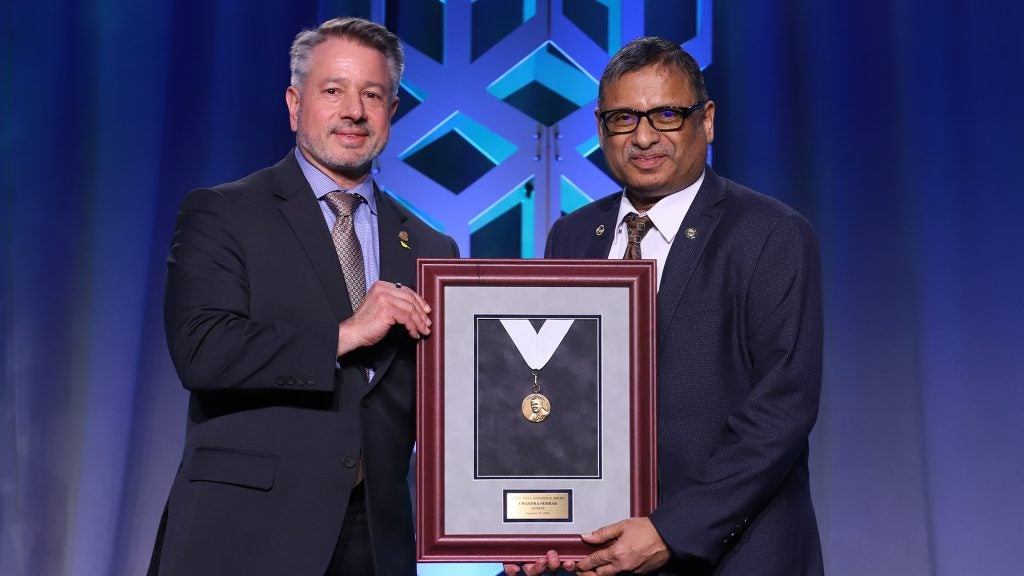 Prof Sekhar being presented with the award at the at the ASHRAE Winter Conference in Las Vegas.