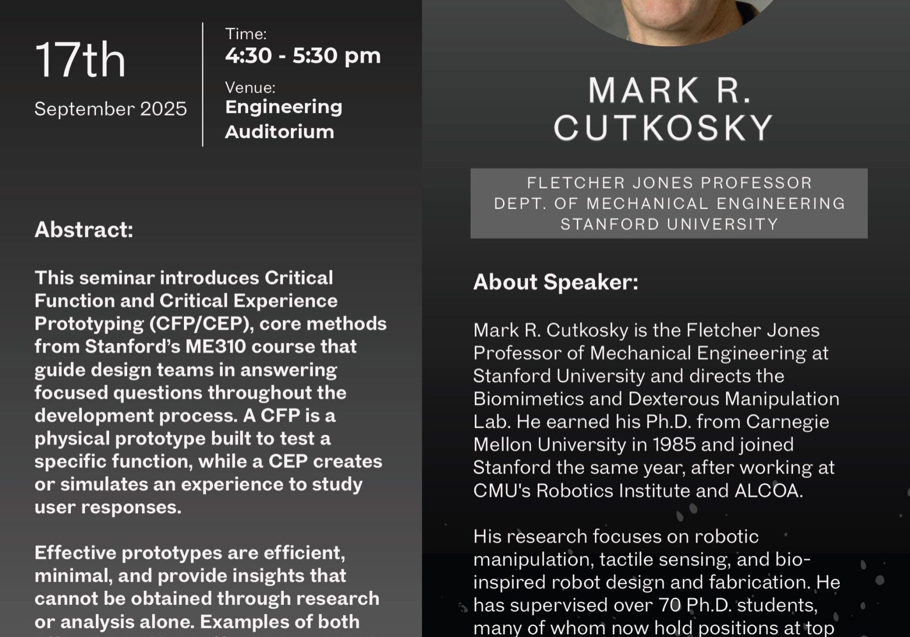 Mark Cutkosky Prototyping Seminar EDIC